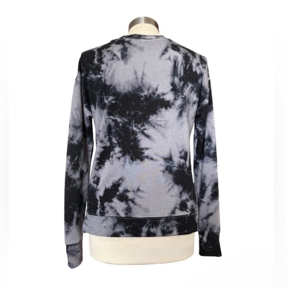 Mudd Tie-dye Lace up top black grey sweatshirt women’s size Small light & soft - Picture 2 of 5